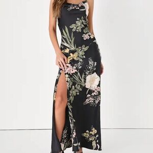 Lulu's Black Floral Maxi Dress
